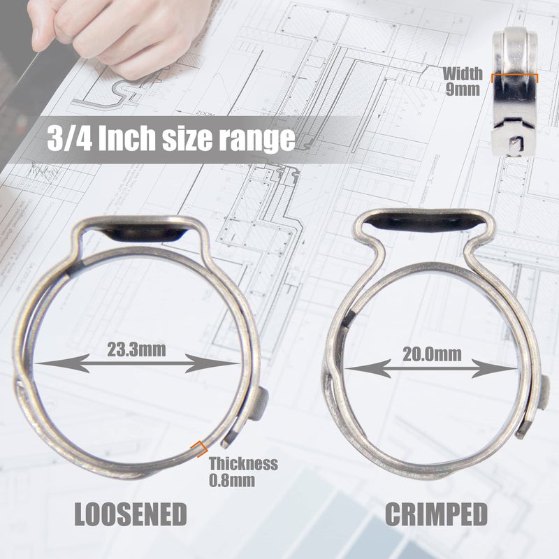 ISPINNER Pex Clamps, 50pcs 3/4 Inch 304 Stainless Steel Cinch Crimp Rings Pinch Clamps for PEX Tubing Pipe Fitting Connections - Image 3